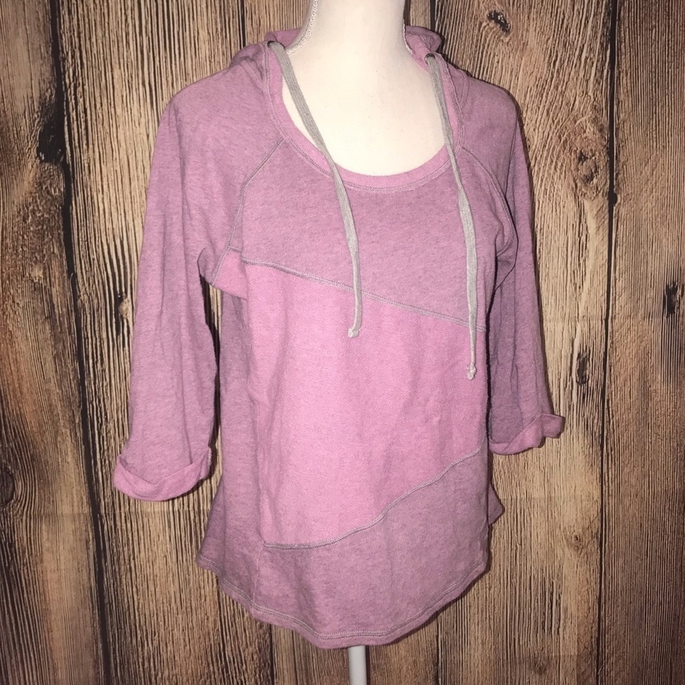 MARC NEW YORK ANDREW MARC PERFORMANCE SMALL SCOOP NECK PURPLE HOODIE